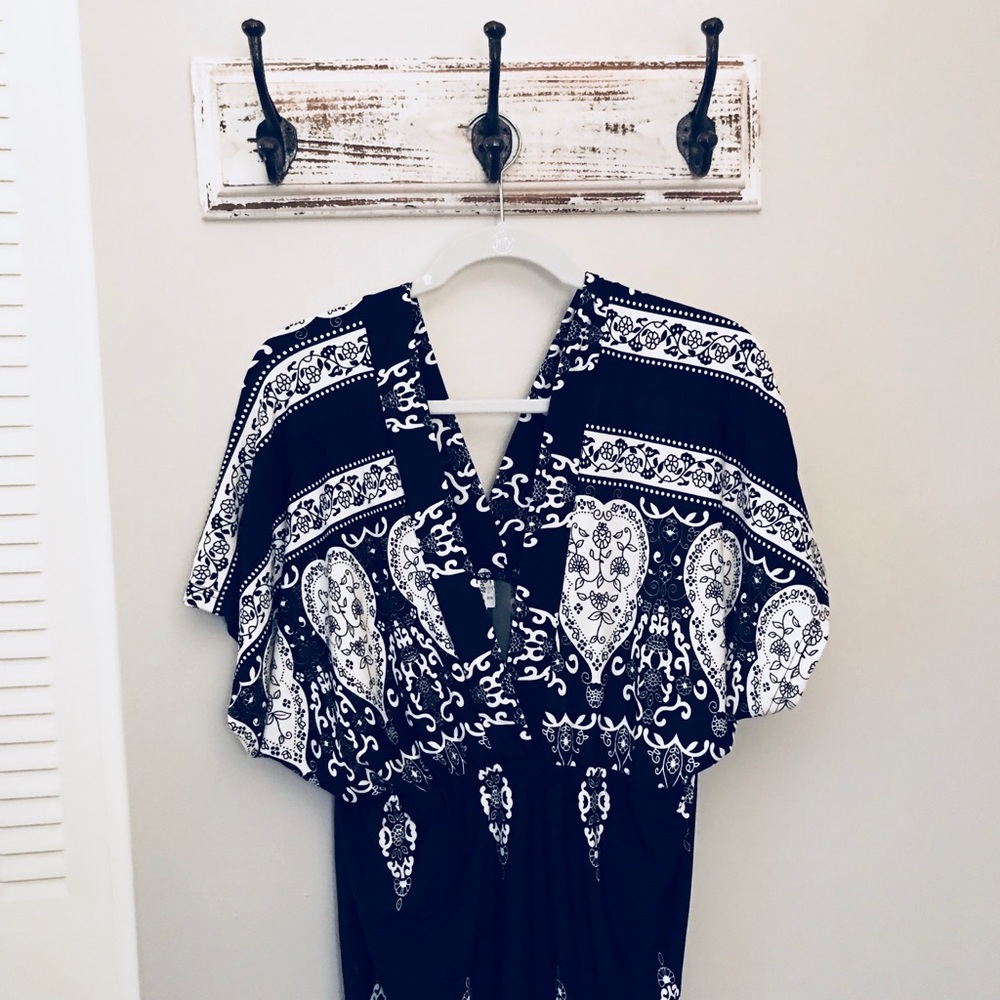 1X Black and White Maxi Dress